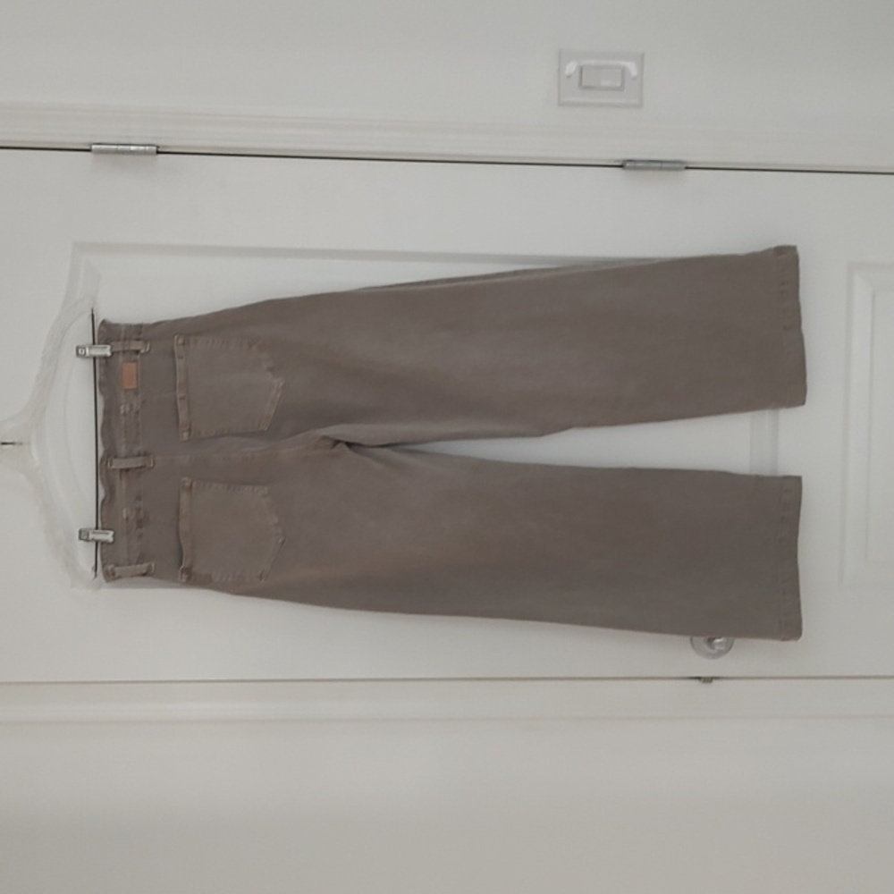 Paige High Rise Wide Leg Moss Taupe Brown Jeans Stretch Sz 26 Inseam 27.75 CARLY - Picture 5 of 12